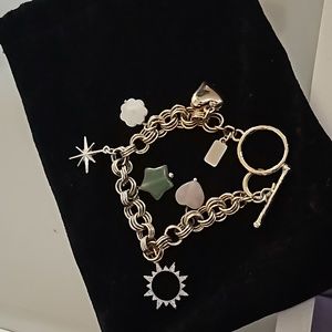 Golden bracelet with real natural stones.